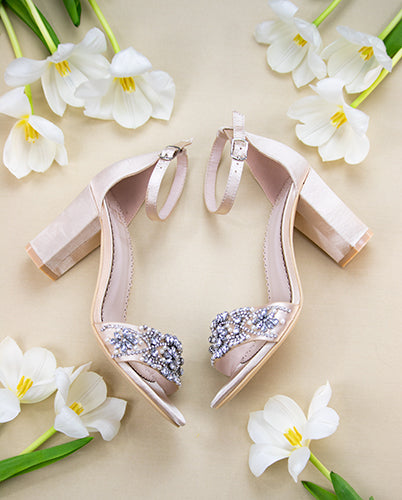 Block heel shops bridal shoes