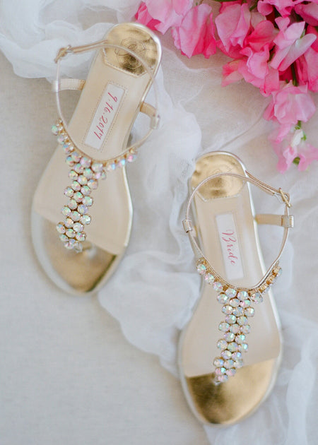 Gold Wedding Flats, Gold Bridal Flat Shoes, Comfortable Rose Gold Flat ...