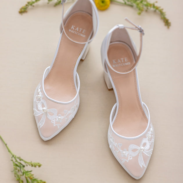 Kate Whitcomb Wedding Block Heels | Halo Ivory | Comfortable Block ...
