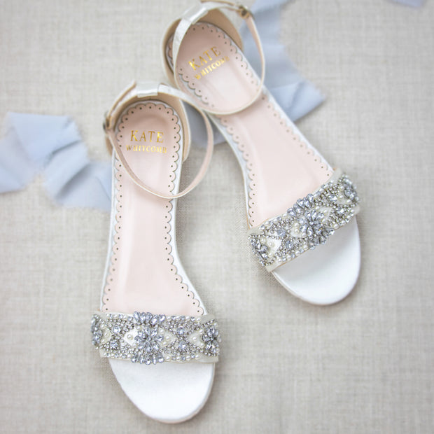 Ivory Wedding Shoes, Ivory Bridal Sandals, Wedding Flats, Bride Shoes ...