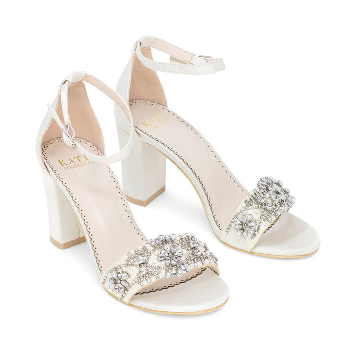 Wedding Shoes Block Heel - Lucy Ivory - Kate Whitcomb Shoes