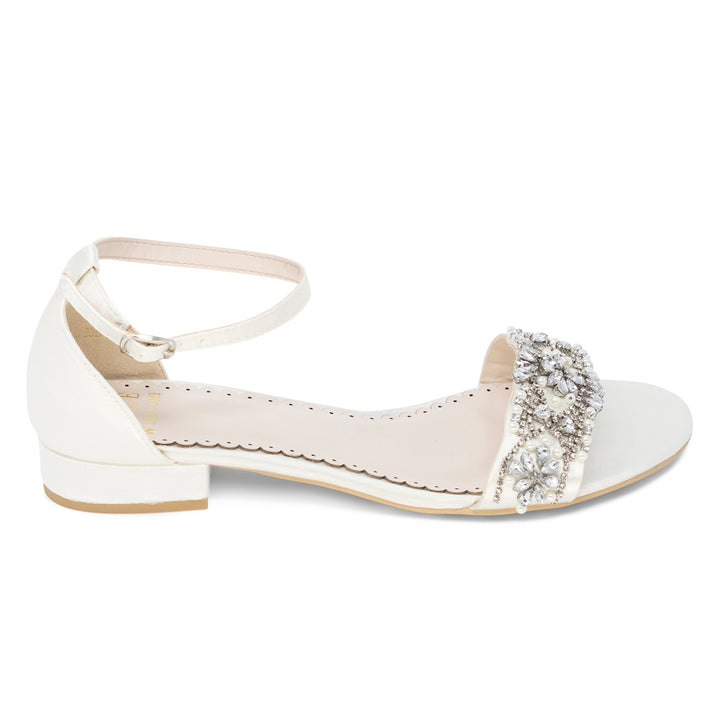 Wedding Shoes Flats - Aerin Ivory with Pearl and Rhinestone - Kate Whitcomb Shoes