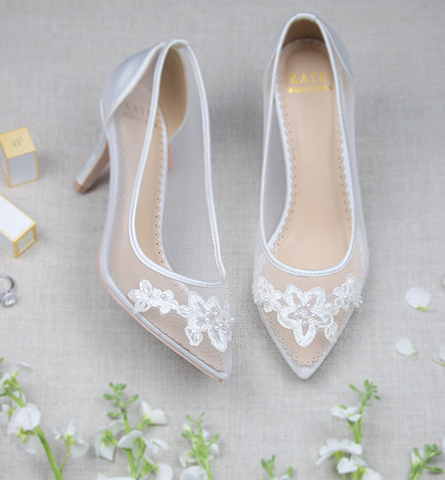Elegant Flower Lace Women's High Heels Fish Toe Wedding Shoes, S010 –  OkBridal