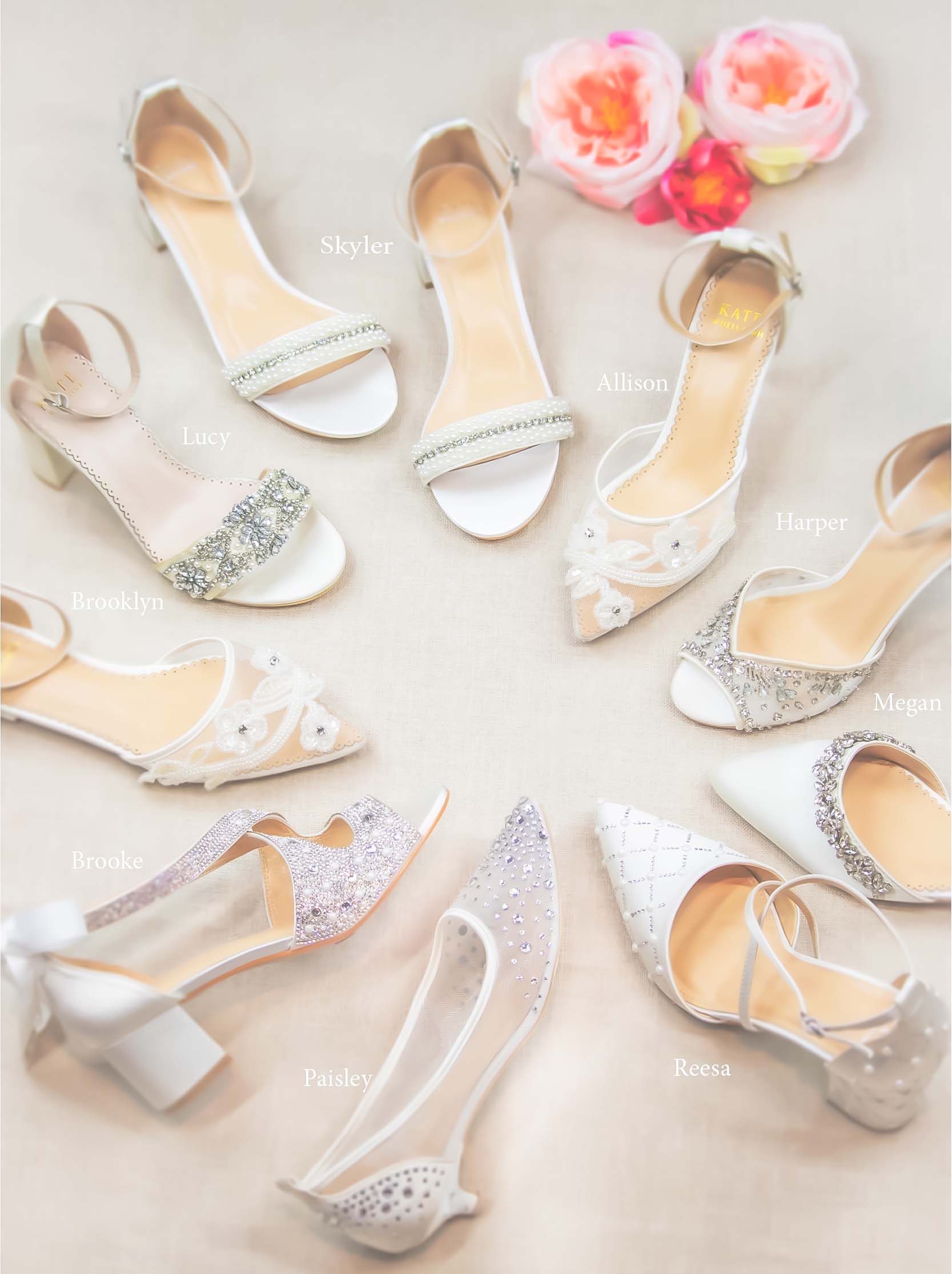 Low wedge fashion bridal shoes