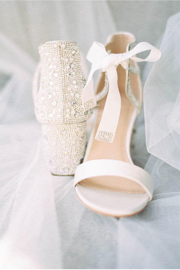 Amazon.com: Silver Ivory Strap Rhinestone Diamonte Customized 4 inch Bridal  Heels : Handmade Products